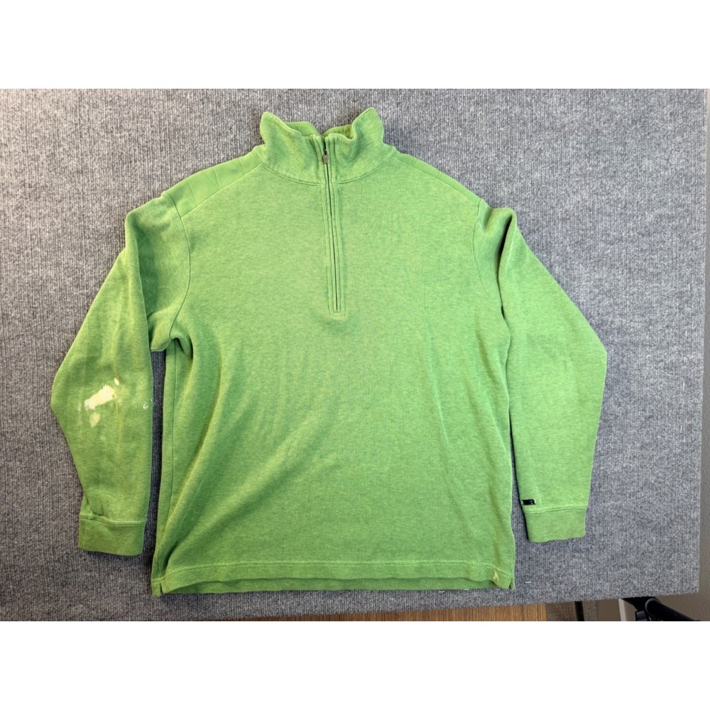Tiger Woods Nike Golf Quarter Zip Pullover Green Ribbed Mens L Bleach Stains FG